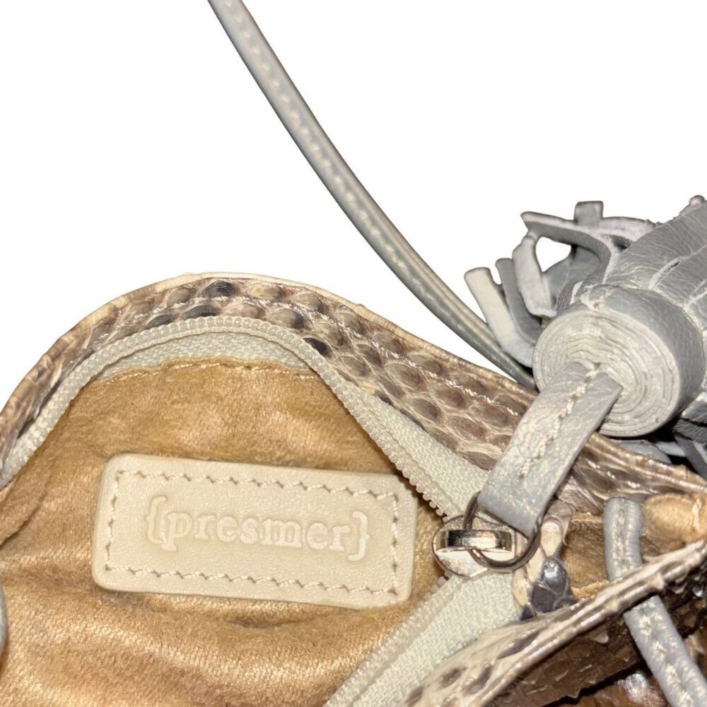 Presmer Genuine Python Skin Crossbody Bag With Tassel - Picture 3 of 4